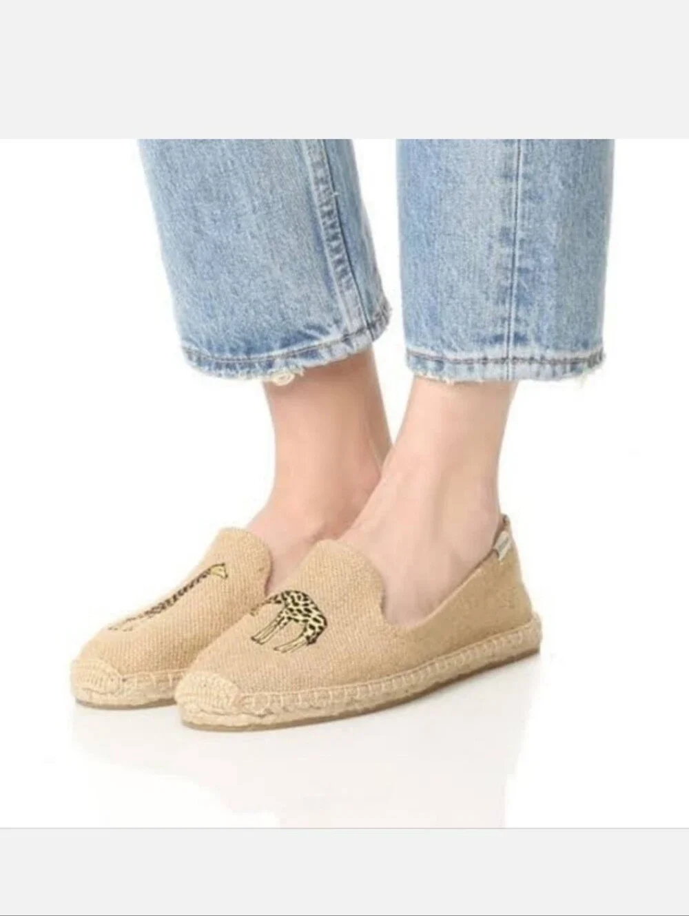 Soludos Giraffe Embroidered Tan Summer Espadrilles